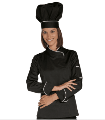 Veste cuisine femme noire liseré LADY SNAPS - Isacco