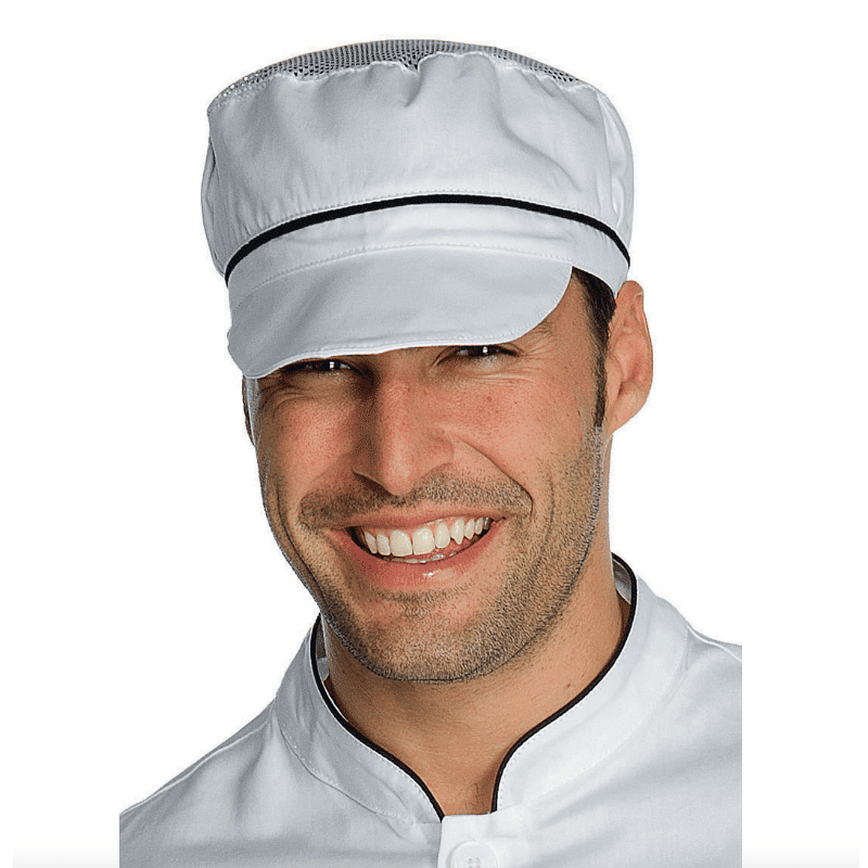 casquette-cuisine-lisere noir- Isacco