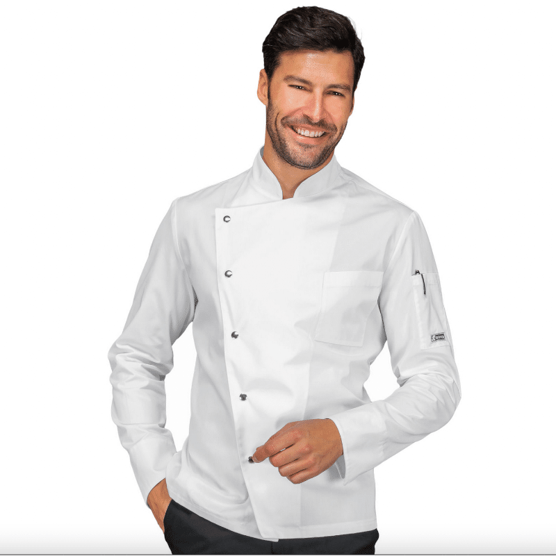 Veste de cuisine polycoton blanche BELFAST - ML - ISACCO 2